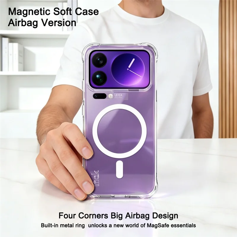 IMAK for Xiaomi 17 Pro Max Magnetic Case Airbag Shockproof Protection TPU Phone Cover - Transparent