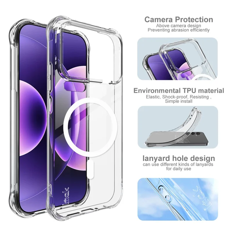 IMAK for Xiaomi 17 Pro Max Magnetic Case Airbag Shockproof Protection TPU Phone Cover - Transparent