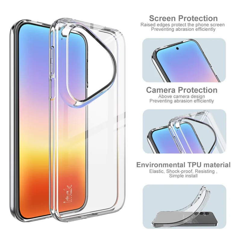 IMAK UX-10 Series For Huawei Pura 90 Pro Max Phone Case Soft TPU Mobile Back Cover - Transparent