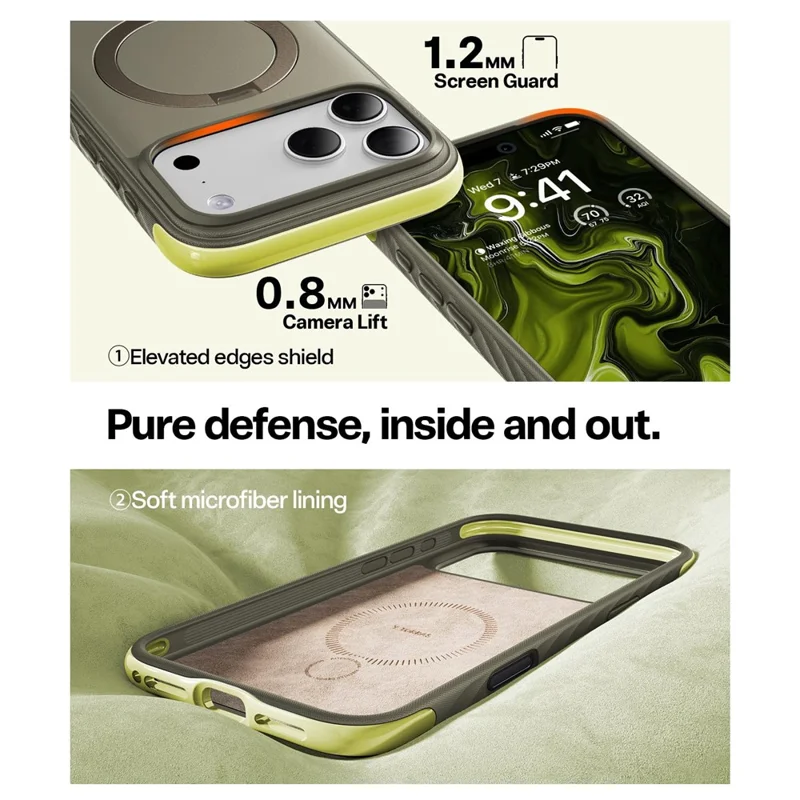 TORRAS Ostand Q3 Rugged Series for iPhone 17 Pro Max Magnetic Case Rotating Kickstand TPU + PC Phone Cover - Moss Green