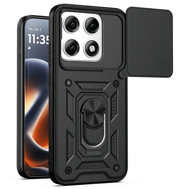 AMORUS til Motorola Edge 70 Pro 5G Taske med kickstand i PC + TPU med skydelinsebeskytter - Sort