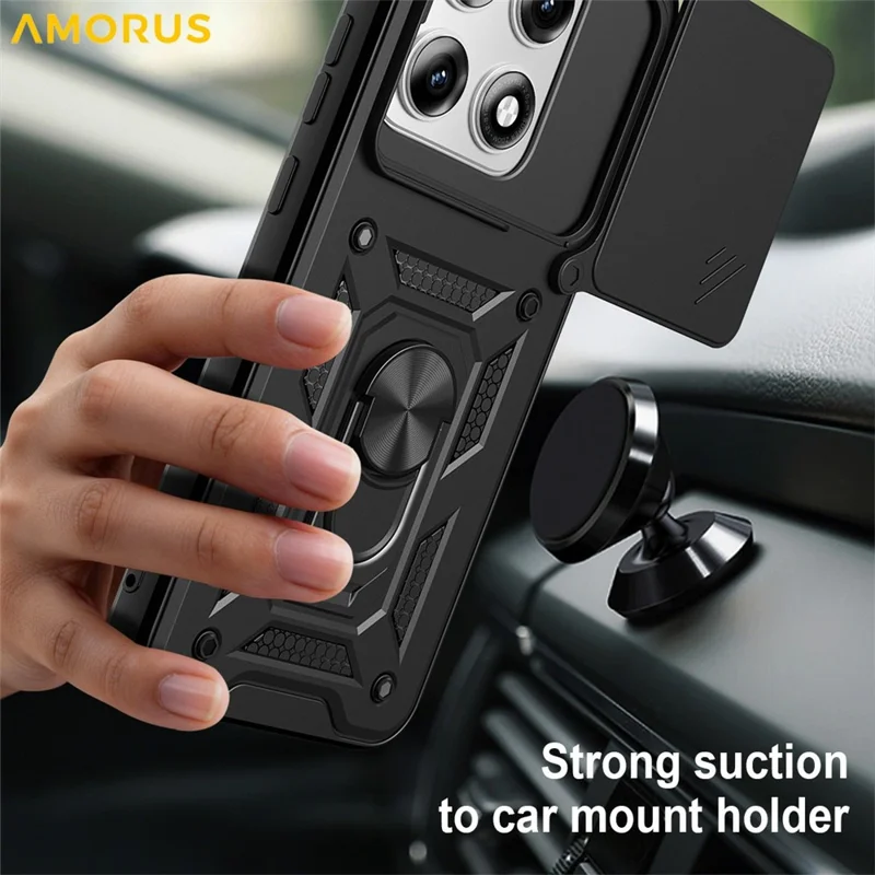 AMORUS til Motorola Edge 70 Pro 5G Taske med kickstand i PC + TPU med skydelinsebeskytter - Sort