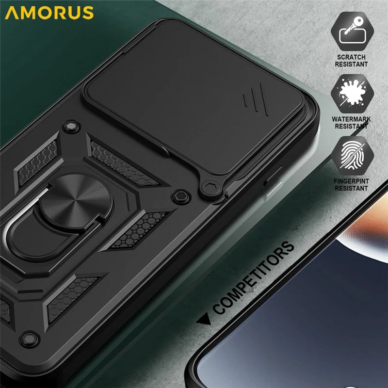 AMORUS til Motorola Edge 70 Pro 5G Taske med kickstand i PC + TPU med skydelinsebeskytter - Sort
