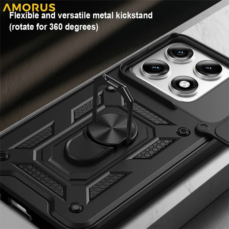 AMORUS til Motorola Edge 70 Pro 5G Taske med kickstand i PC + TPU med skydelinsebeskytter - Sort
