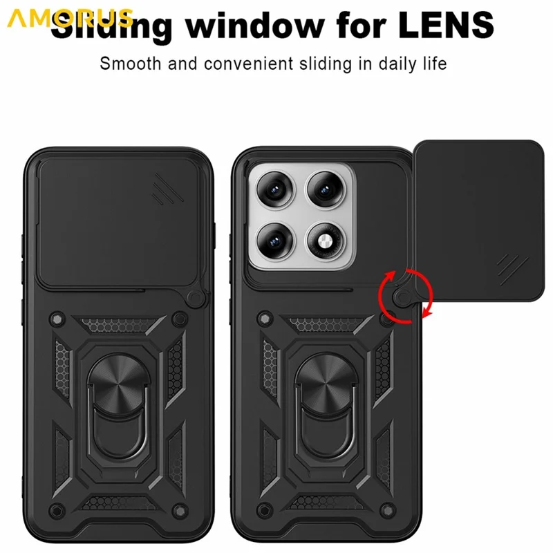 AMORUS til Motorola Edge 70 Pro 5G Taske med kickstand i PC + TPU med skydelinsebeskytter - Sort