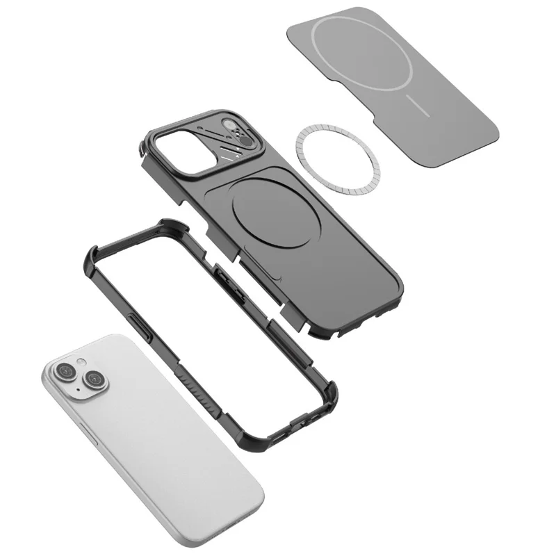 For iPhone 14 Skærm Hård Luftkammer PC+TPU Telefonbeskytter Kompatibel med MagSafe - Lilla