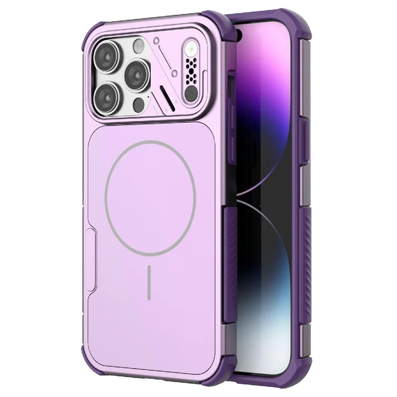Coque pour iPhone 14 Pro Max, étui antichoc avec airbag en PC+TPU, compatible MagSafe - Violet