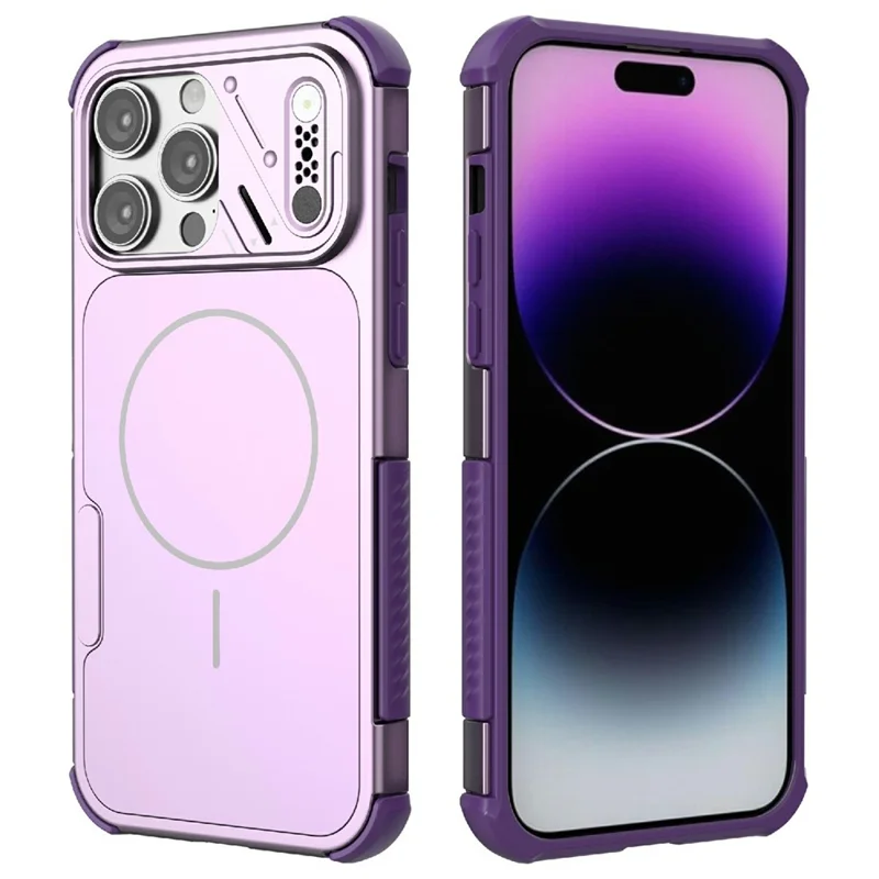 Coque pour iPhone 14 Pro Max, étui antichoc avec airbag en PC+TPU, compatible MagSafe - Violet
