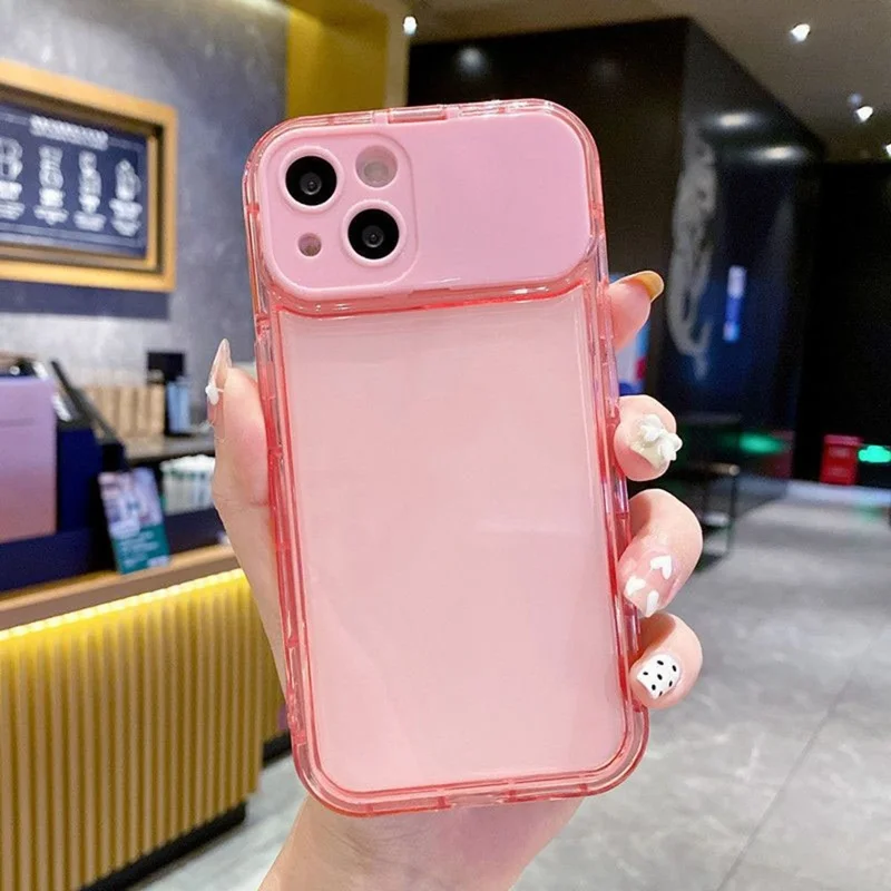 Чехол для iPhone 16 с откидной зеркальной крышкой защиты камеры, ударопрочный чехол из ТПУ + поликарбоната с зеркалом - розовый