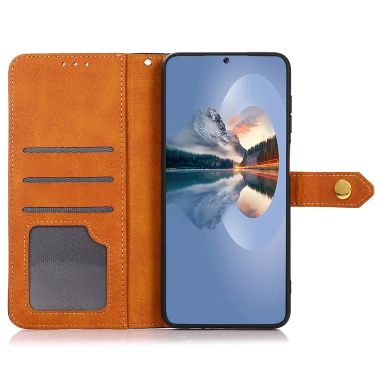 Khazneh Für Samsung Galaxy A04e 4G Anti-kratzer-kuhlatten-textur-telefonständer Hülle PU Leder Gold Schnalle Folio Flip Wallet Wallet Cover - Schwarz