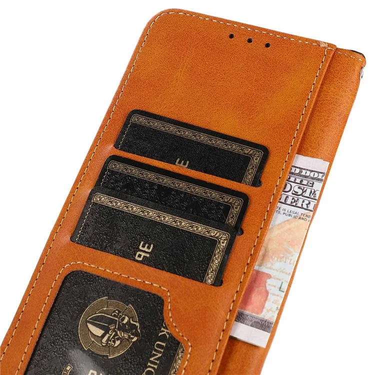 Khazneh Für Samsung Galaxy A04e 4G Anti-kratzer-kuhlatten-textur-telefonständer Hülle PU Leder Gold Schnalle Folio Flip Wallet Wallet Cover - Schwarz