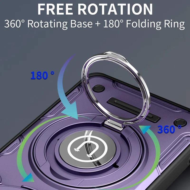 Telefonhölse för Honor Magic7 Lite 5G / X60 Pro 5G / X9c 5G Ringstöd PC + TPU-skåll med glidande kamerahölja - Lila