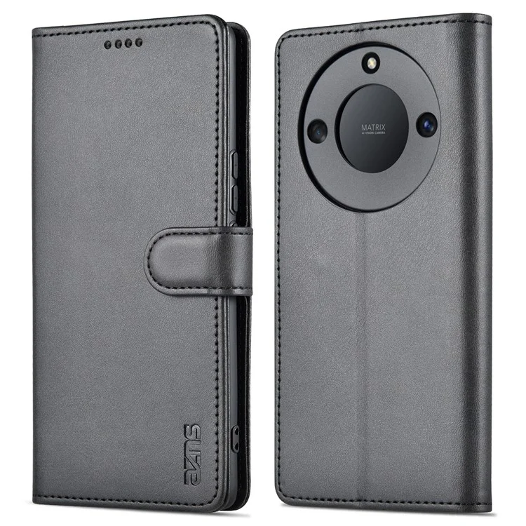 AZNS For Honor X40 5G Teléfono Funda Protectora de Cuero Sintético con Tapa a Prueba de Golpes + Capa Interior de TPU con Soporte - Negro