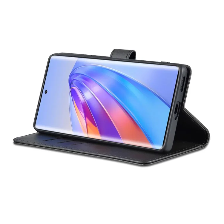 AZNS For Honor X40 5G Teléfono Funda Protectora de Cuero Sintético con Tapa a Prueba de Golpes + Capa Interior de TPU con Soporte - Negro