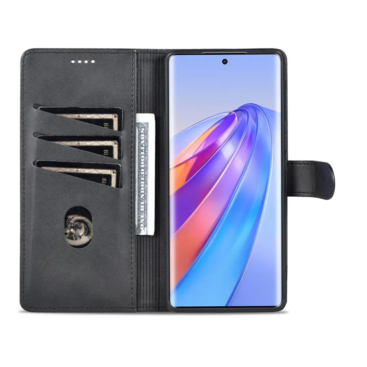 AZNS For Honor X40 5G Teléfono Funda Protectora de Cuero Sintético con Tapa a Prueba de Golpes + Capa Interior de TPU con Soporte - Negro