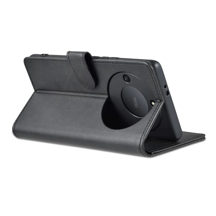 AZNS For Honor X40 5G Teléfono Funda Protectora de Cuero Sintético con Tapa a Prueba de Golpes + Capa Interior de TPU con Soporte - Negro
