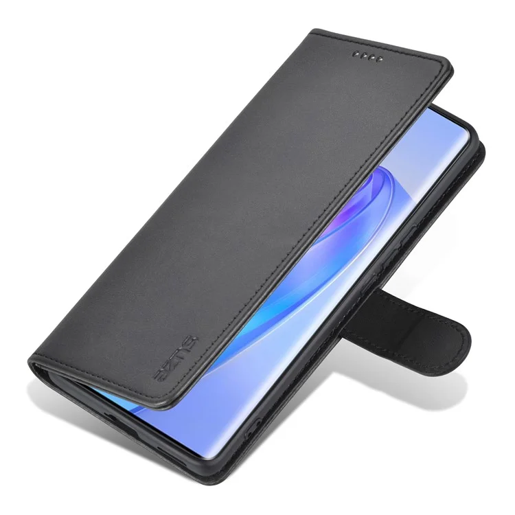 AZNS For Honor X40 5G Teléfono Funda Protectora de Cuero Sintético con Tapa a Prueba de Golpes + Capa Interior de TPU con Soporte - Negro