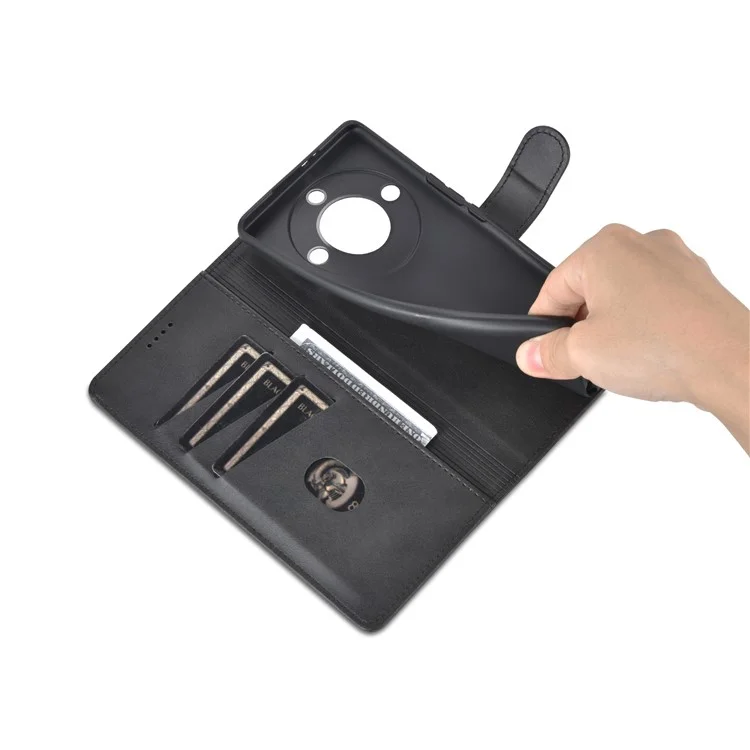 AZNS For Honor X40 5G Teléfono Funda Protectora de Cuero Sintético con Tapa a Prueba de Golpes + Capa Interior de TPU con Soporte - Negro