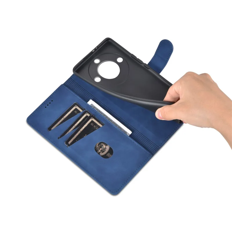 AZNS For Honor X40 5G Phone Protective Flip Cover Shockproof PU Leather + TPU Interior Case with Stand - Blue