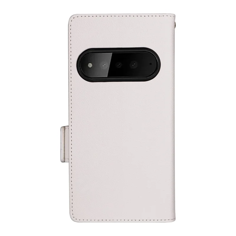 For SoftBank Natural AI Phone Case Litchi Texture Wallet Leather Phone Cover with Wrist Strap - White