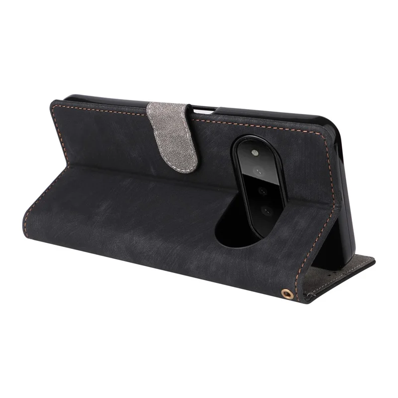 For SoftBank Natural AI Phone Case Wallet RFID Blocking PU Leather Phone Cover Stand with Strap - Black