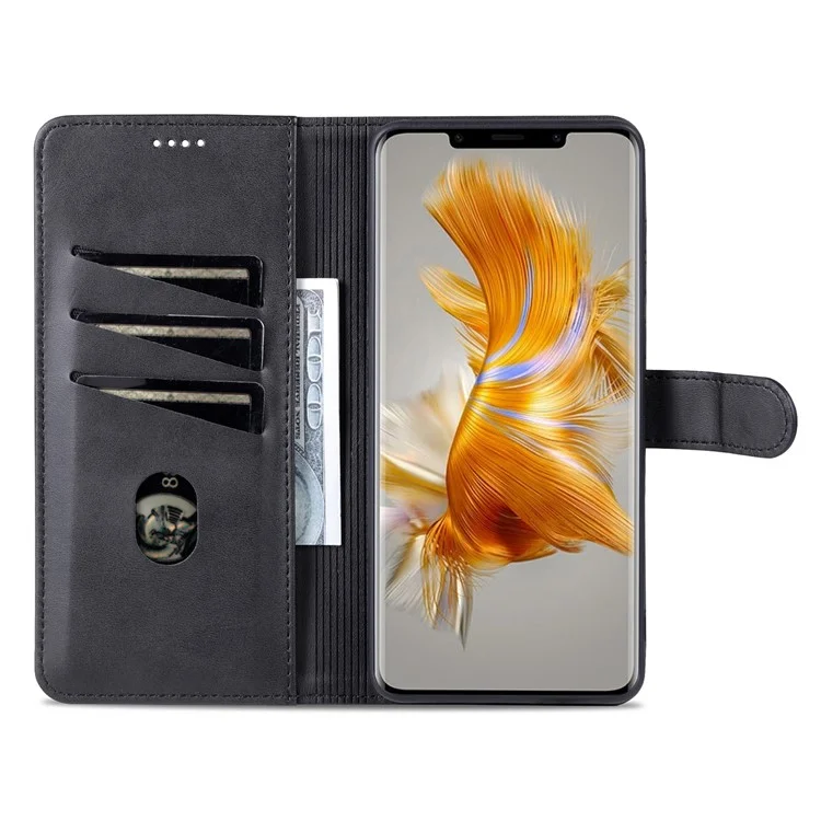 AZNS Pour Huawei Mate 50 Pro 4G Anti-fall Phone Protective Flip Cover PU Cuir pu + TPU Interior Case Avec Support - le Noir