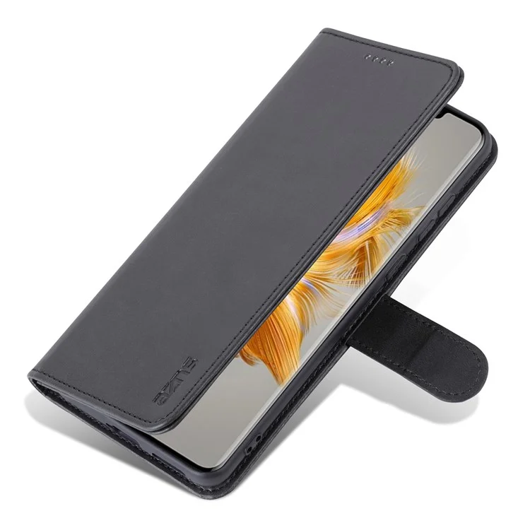 AZNS Pour Huawei Mate 50 Pro 4G Anti-fall Phone Protective Flip Cover PU Cuir pu + TPU Interior Case Avec Support - le Noir