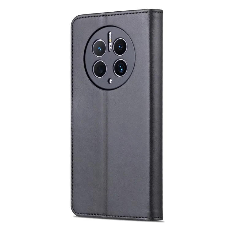 AZNS Pour Huawei Mate 50 Pro 4G Anti-fall Phone Protective Flip Cover PU Cuir pu + TPU Interior Case Avec Support - le Noir