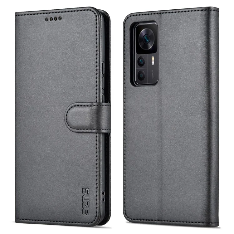 AZNS For Xiaomi Redmi K50 Ultra 5G / 12T 5G / 12T Pro 5G Full Protection Phone Protective Flip Cover PU Leather + TPU Interior Case with Stand - Black
