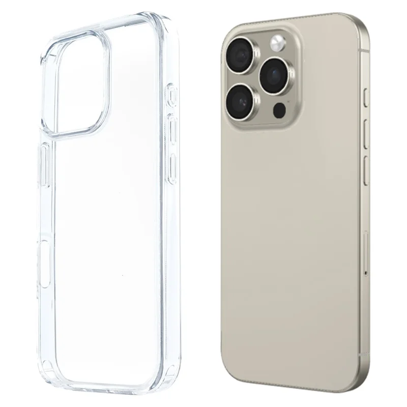 COTECi pour iPhone 16 Pro Max Coque Transparente Découpe pour Appareil Photo AI Résistante aux Chocs avec Dos en PC TPU