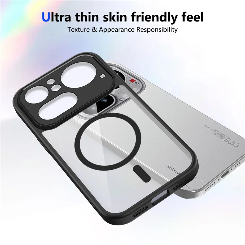 Für Nothing Phone (4a) Pro Magnetische Hülle Transparente PC + TPU Stoßfeste, Hautfreundliche Handyhülle - Schwarz