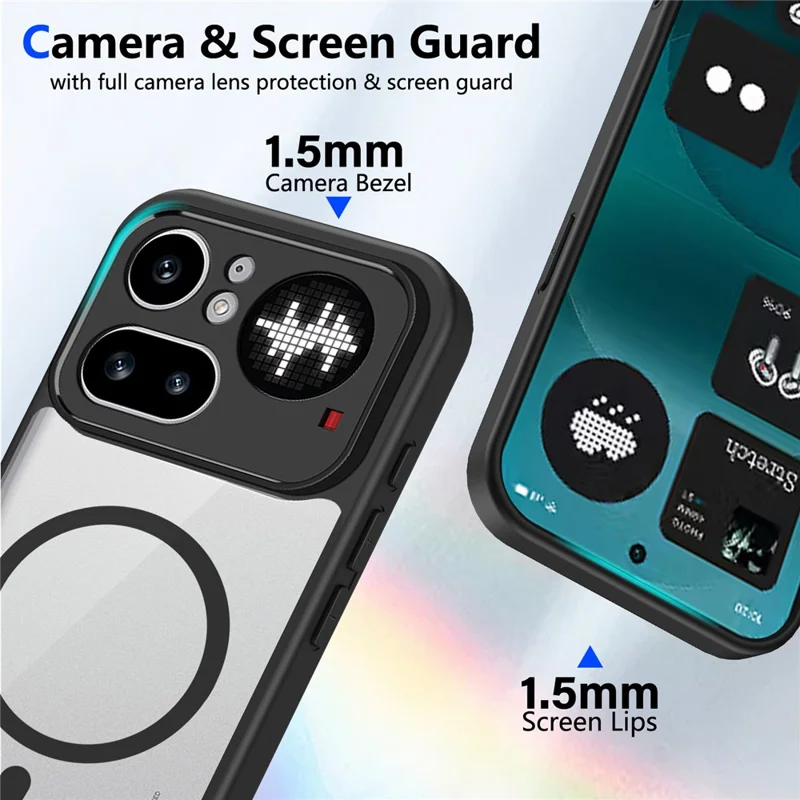 Für Nothing Phone (4a) Pro Magnetische Hülle Transparente PC + TPU Stoßfeste, Hautfreundliche Handyhülle - Schwarz