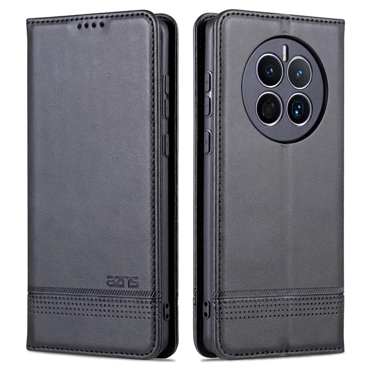 AZNS Pour Huawei Mate 50 4G Texture Cow Texture Visilement du Support pu Leather Magnetic Auto-absorbed Folio Flip Portefeuille Couverture - le Noir