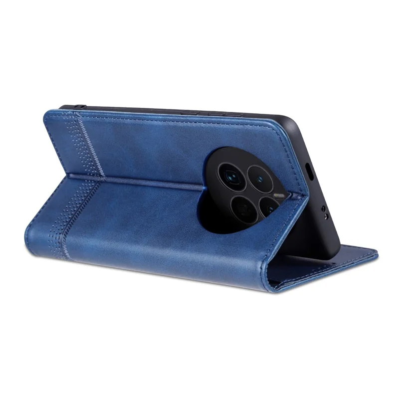 AZNS For Huawei Mate 50 4G Cowhide Texture Viewing Stand Phone Case PU Leather Magnetic Auto-absorbed Folio Flip Wallet Cover - Blue