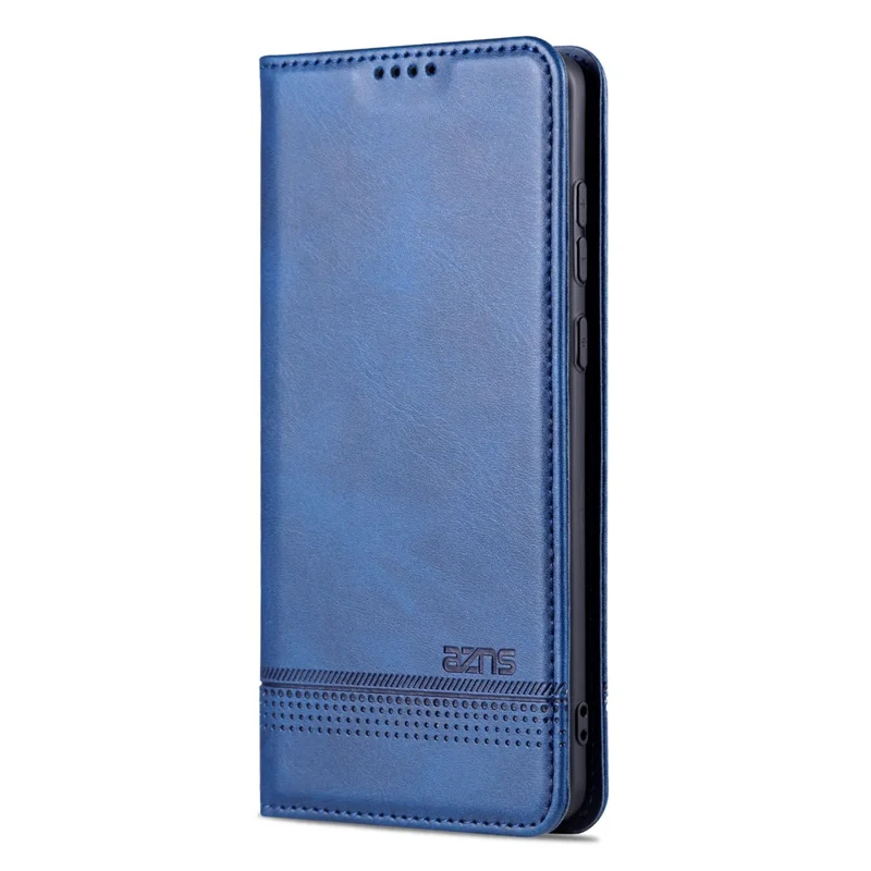 AZNS For Huawei Mate 50 4G Cowhide Texture Viewing Stand Phone Case PU Leather Magnetic Auto-absorbed Folio Flip Wallet Cover - Blue