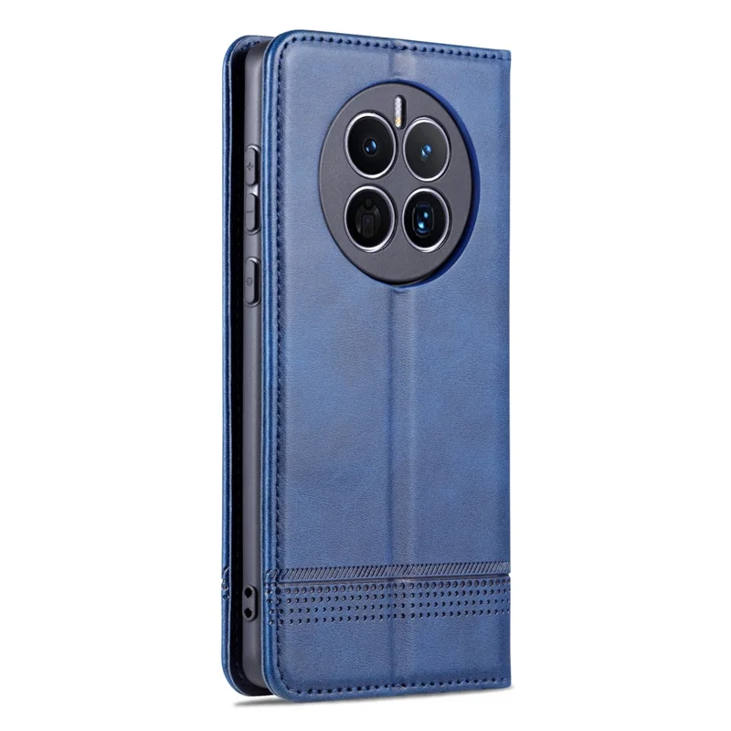 AZNS For Huawei Mate 50 4G Cowhide Texture Viewing Stand Phone Case PU Leather Magnetic Auto-absorbed Folio Flip Wallet Cover - Blue