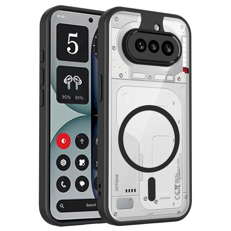 Etui magnetyczne na Nothing Phone (4a) Przezroczyste PC + TPU Odporno na wstrząsy, przyjazne dla skóry, na telefon - Czarny