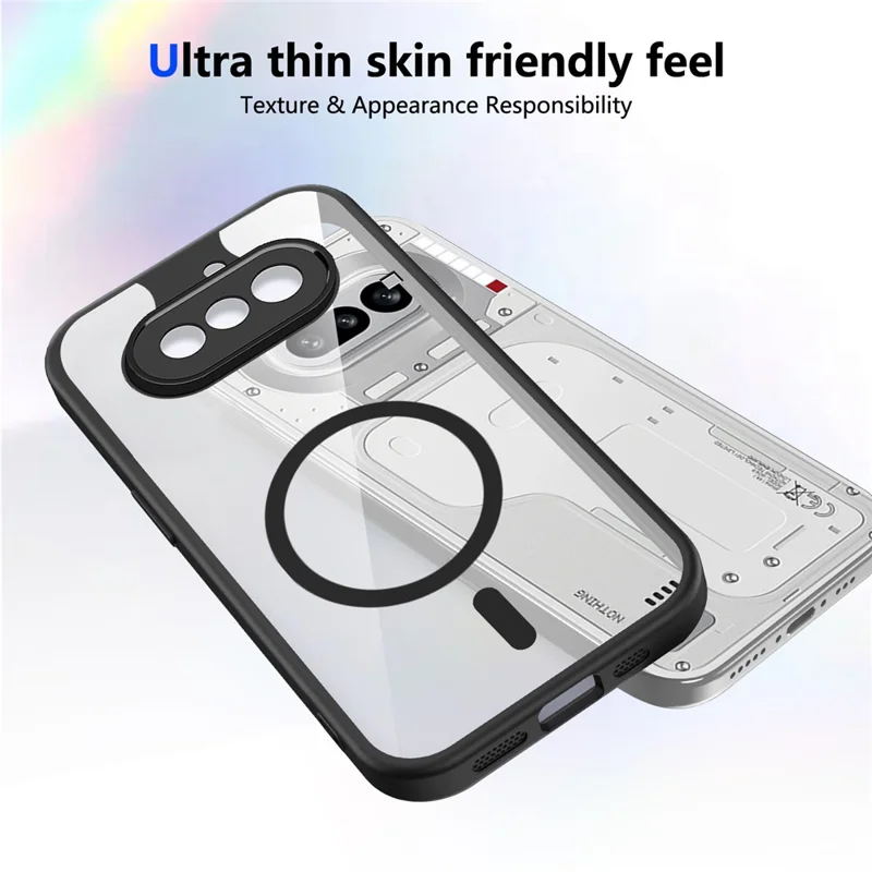 Etui magnetyczne na Nothing Phone (4a) Przezroczyste PC + TPU Odporno na wstrząsy, przyjazne dla skóry, na telefon - Czarny