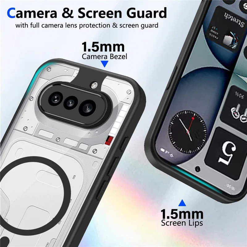 Etui magnetyczne na Nothing Phone (4a) Przezroczyste PC + TPU Odporno na wstrząsy, przyjazne dla skóry, na telefon - Czarny