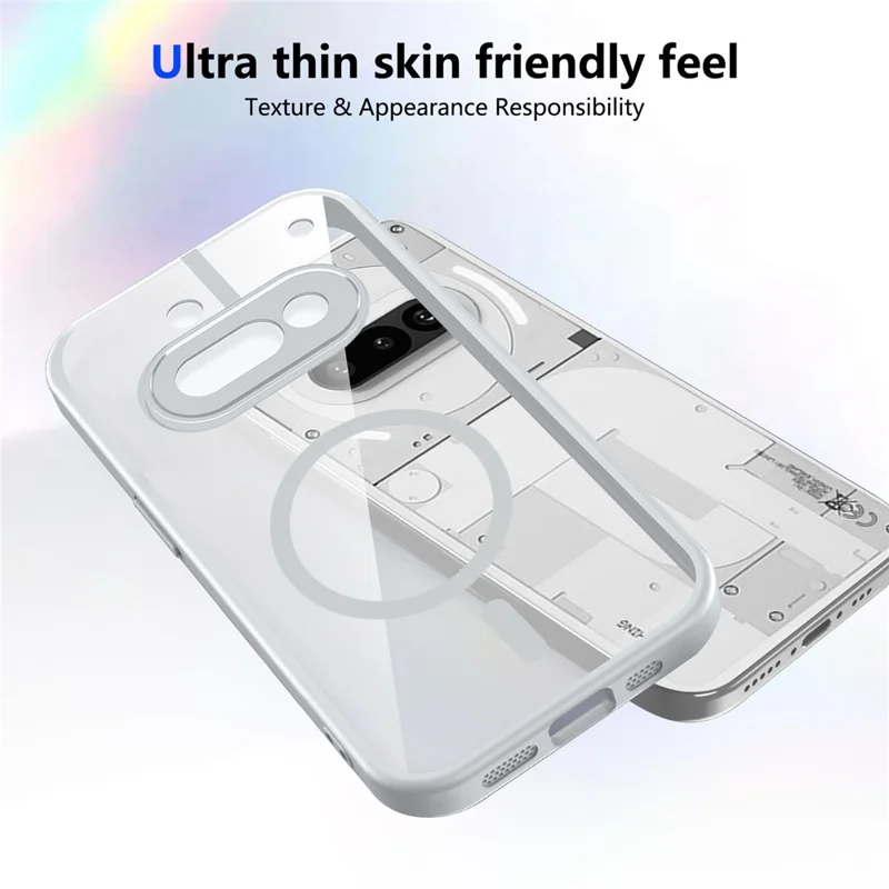 Für Nothing Phone (3a) Magnetische Hülle Transparente PC + TPU Stoßfeste, Hautfreundliche Handyhülle - Grau