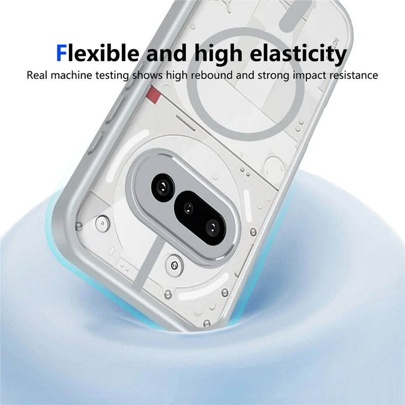Für Nothing Phone (3a) Magnetische Hülle Transparente PC + TPU Stoßfeste, Hautfreundliche Handyhülle - Grau