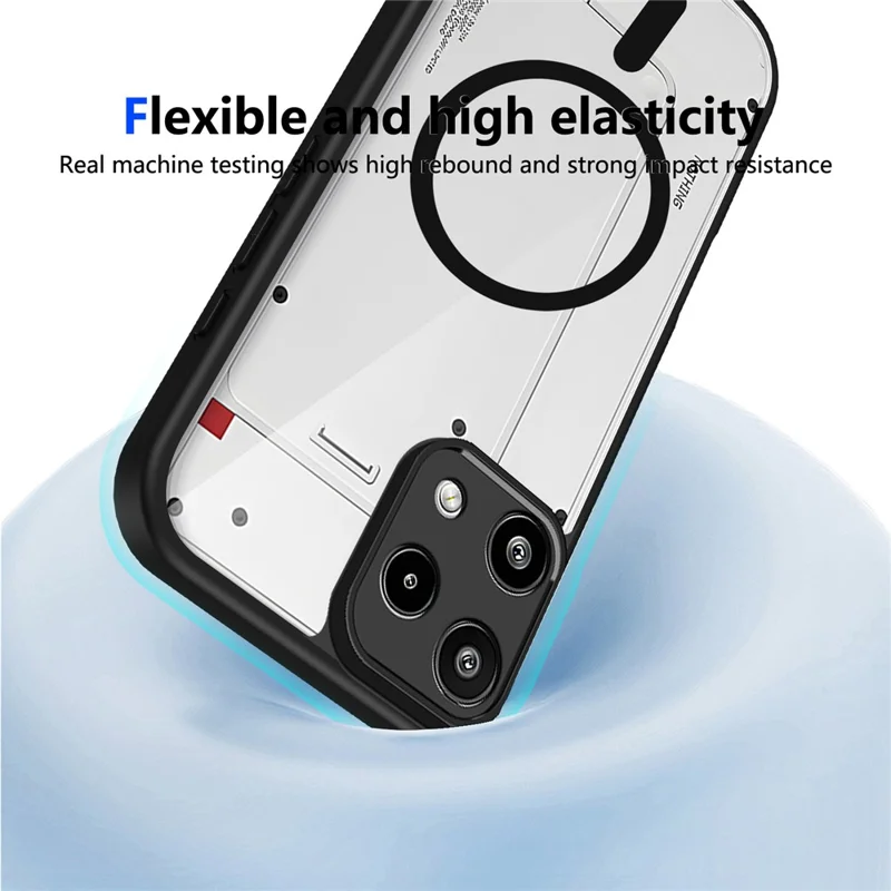 Für Nothing Phone (3a) Lite 5G Magnetische Hülle Transparente PC + TPU Stoßfeste Hautfreundliche Handyhülle - Schwarz