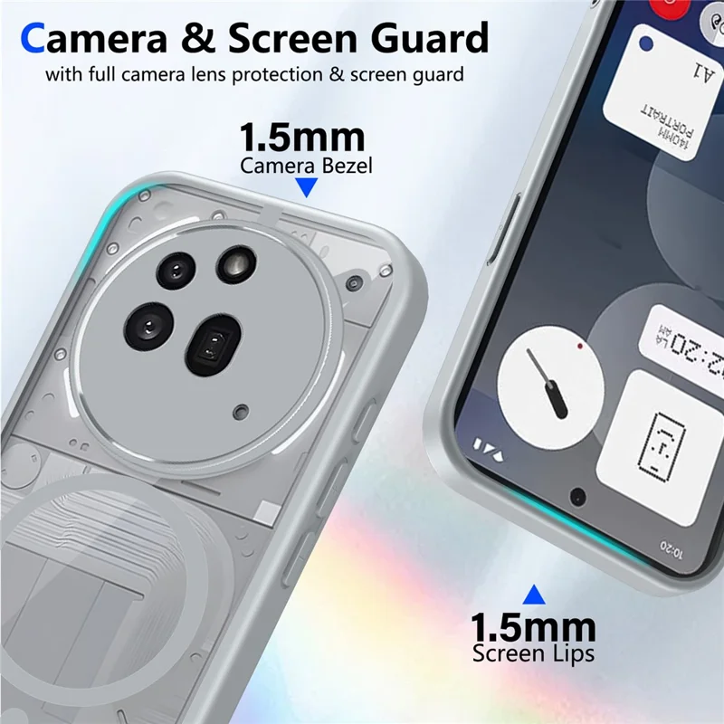 For Nothing Phone (3a) Pro Magnetic Case Transparent PC + TPU Shockproof Skin-friendly Phone Cover - Grey