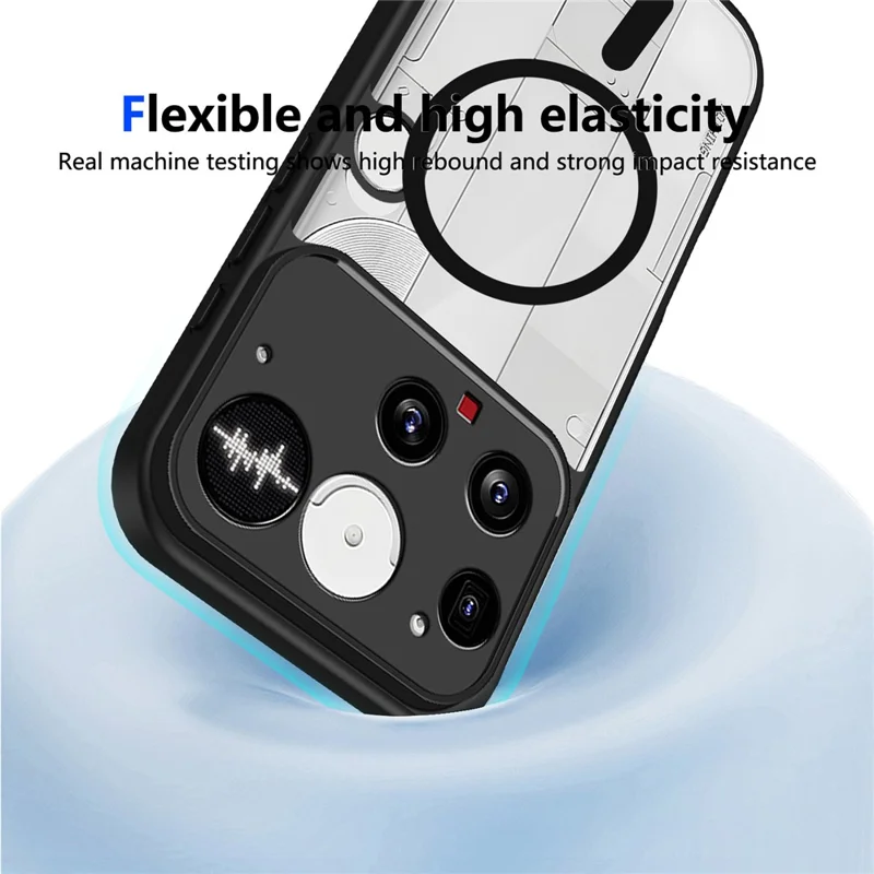 Für Nothing Phone (3) 5G Magnetische Hülle Transparente PC + TPU Stoßfeste, Hautfreundliche Handyhülle - Schwarz