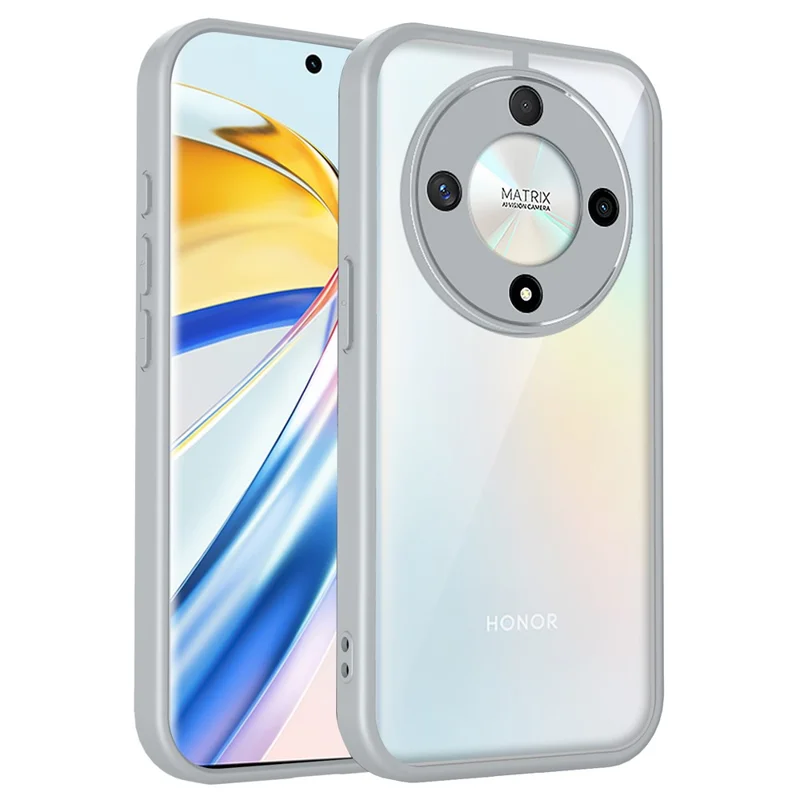 Magnetic Case For Honor X70 5G / X9d 5G / Magic8 Lite 5G Transparent PC + TPU Shockproof Skin-friendly Phone Cover - Grey