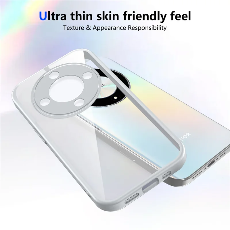 Magnetic Case For Honor X70 5G / X9d 5G / Magic8 Lite 5G Transparent PC + TPU Shockproof Skin-friendly Phone Cover - Grey