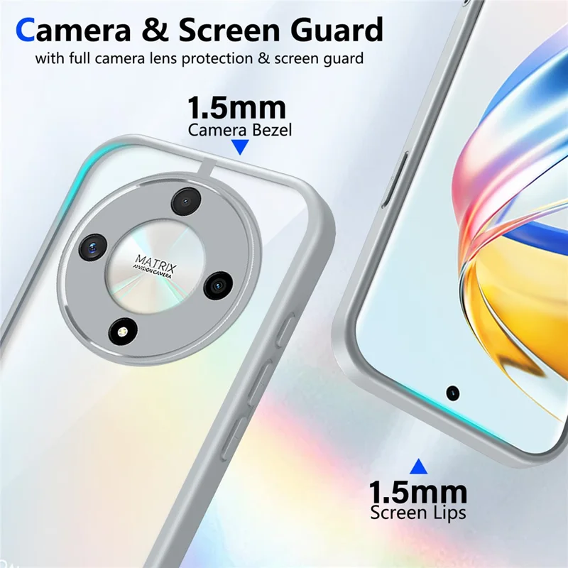 Magnetic Case For Honor X70 5G / X9d 5G / Magic8 Lite 5G Transparent PC + TPU Shockproof Skin-friendly Phone Cover - Grey