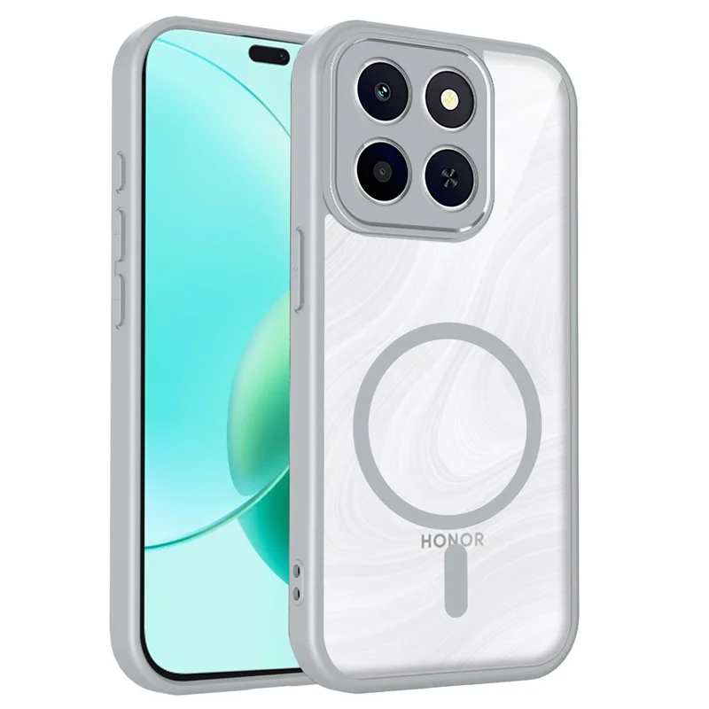 För Honor X8c 4G Magnetisk Skåll Transparent PC + TPU Chockabsorberande Skalskydd för Hud - Grå