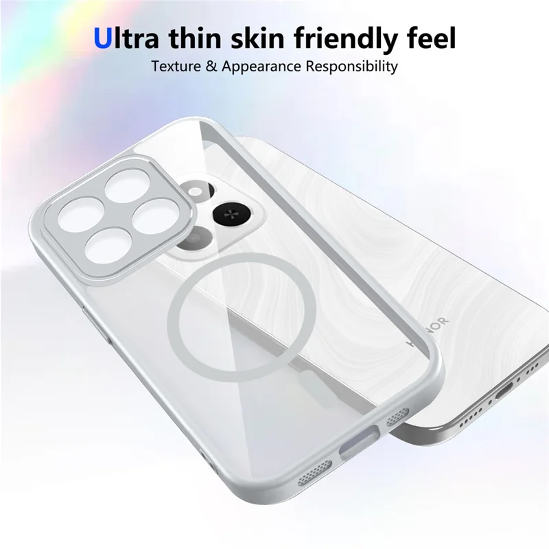 För Honor X8c 4G Magnetisk Skåll Transparent PC + TPU Chockabsorberande Skalskydd för Hud - Grå