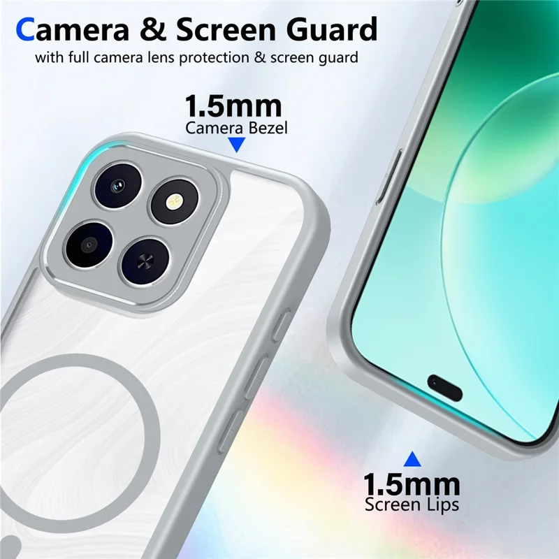 För Honor X8c 4G Magnetisk Skåll Transparent PC + TPU Chockabsorberande Skalskydd för Hud - Grå